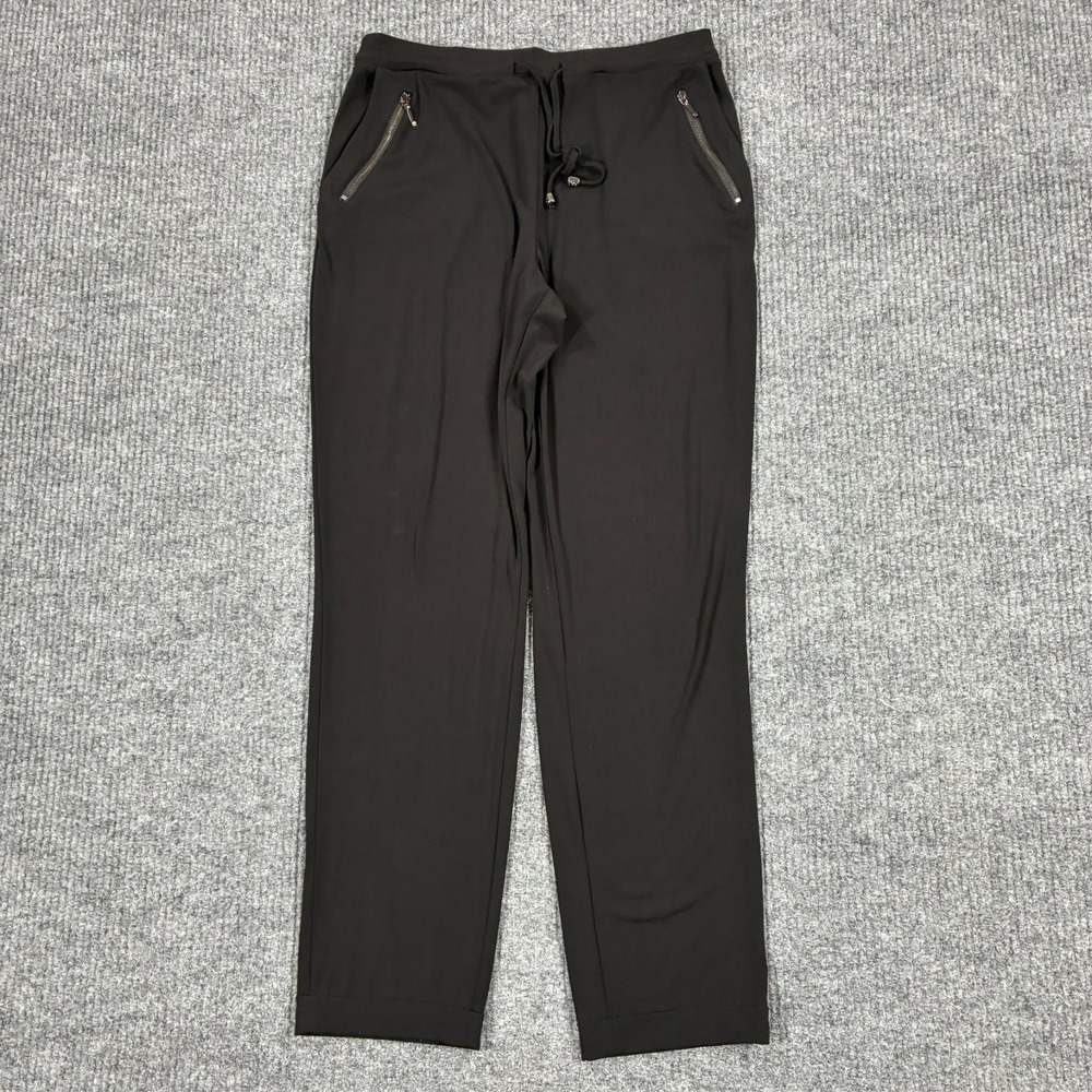 Susan Graver Liquid Knit Pull On Pants Womens Small Black Stretch Zip Pocket